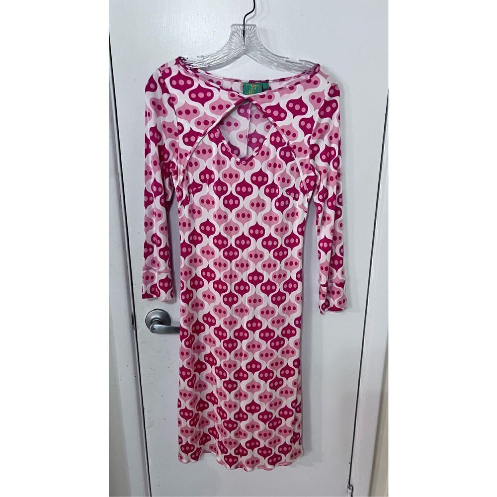 JULES REID RED PINK LONG SLEEVE SILK DRESS WOMENS SIZE 8